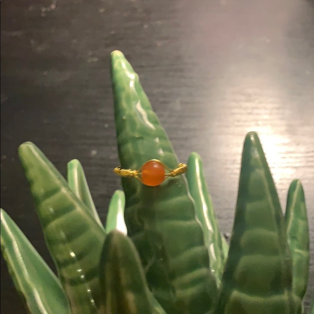 Handmade Orange Quartz Ring ( Gold Wire) - Picture 2 of 3